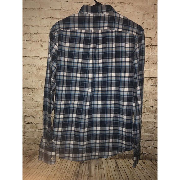 Old Navy Men's Blue White Gray Plaid Shirt Button Down Front Slim Fit Size Small - Picture 2 of 5
